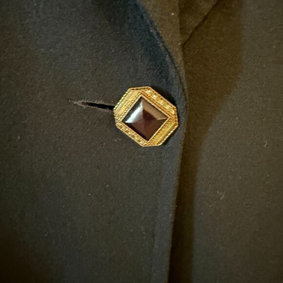 Vintage Leslie Fay 100% Pure Wool Black Long Coat Trench Dress Coat Size 10 USA - Picture 4 of 12